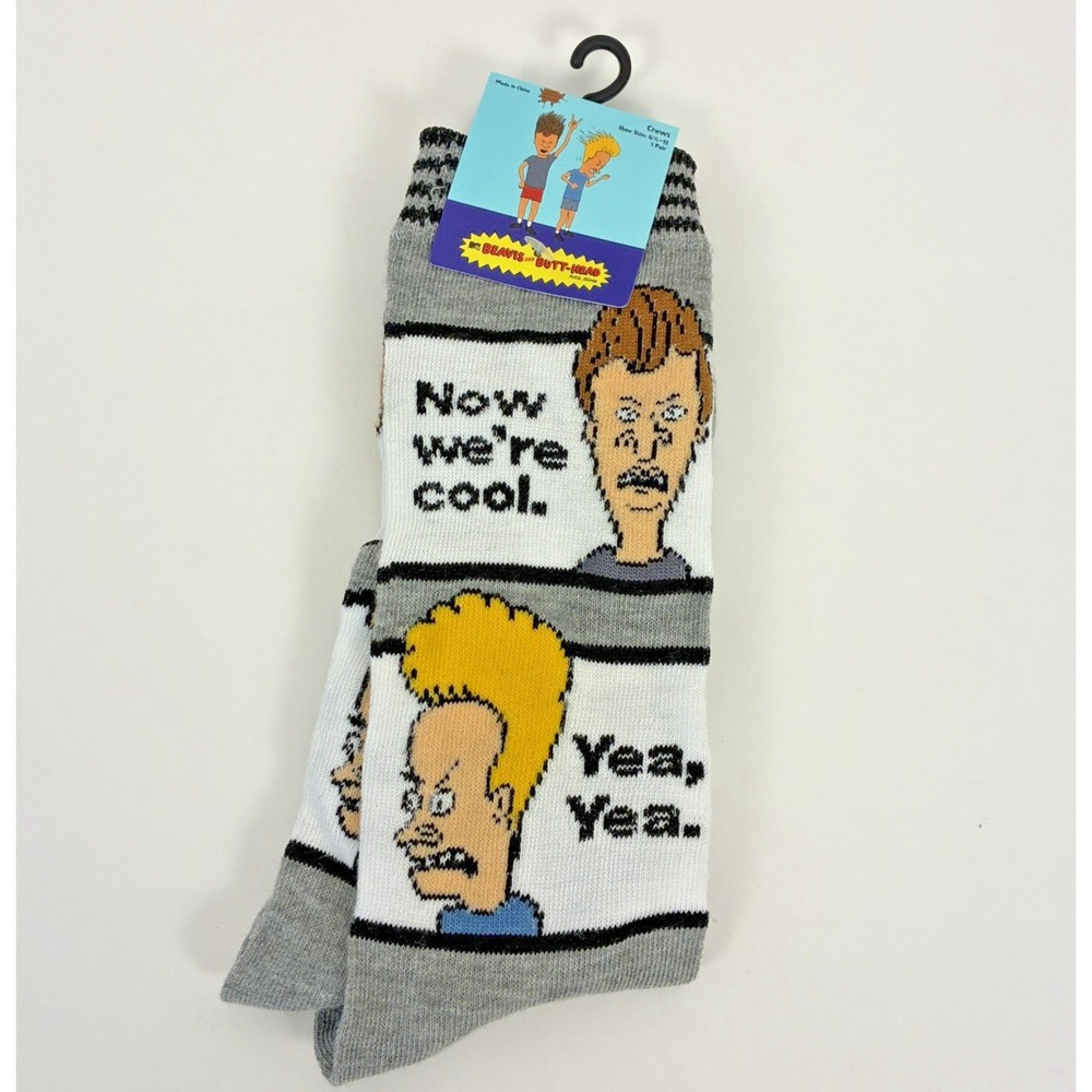 Beavis & Butthead Novelty Socks Size 6-12 Men's Crew New Tags Now We're Cool